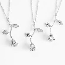 Load image into Gallery viewer, Rose Necklace with Personalized Initial Leaves