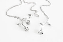 Load image into Gallery viewer, Rose Necklace with Personalized Initial Leaves