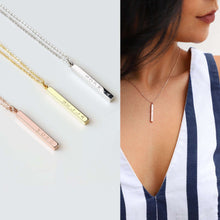 Load image into Gallery viewer, Custom 3D Vertical Bar Necklace, Custom Name Vertical Bar Necklace