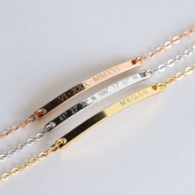 Load image into Gallery viewer, Custom Gold Bar Bracelet for Woman, Personalized Friendship Bracelet