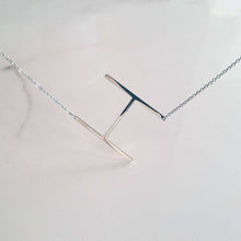 Load image into Gallery viewer, 925 Sterling Silver Sideways Large Initial Necklace