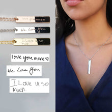 Load image into Gallery viewer, Personalized Vertical Bar Handwriting Signature Necklace