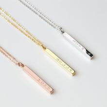 Load image into Gallery viewer, Custom 3D Vertical Bar Necklace, Custom Name Vertical Bar Necklace