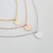 Load image into Gallery viewer, Dainty Initial Disc Necklace, Personalized Gift
