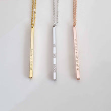 Load image into Gallery viewer, Personalized Vertical Bar Necklace, 4 Sided Bar Necklace