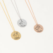 Load image into Gallery viewer, Personalized Pet Portrait Dog Necklace Custom Pet Loss Gift