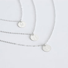 Load image into Gallery viewer, Sterling Silver Dainty Initial Disc Necklace