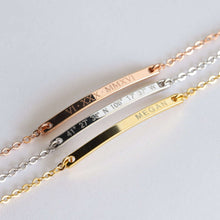 Load image into Gallery viewer, Custom Gold Bar Bracelet for Woman, Personalized Friendship Bracelet
