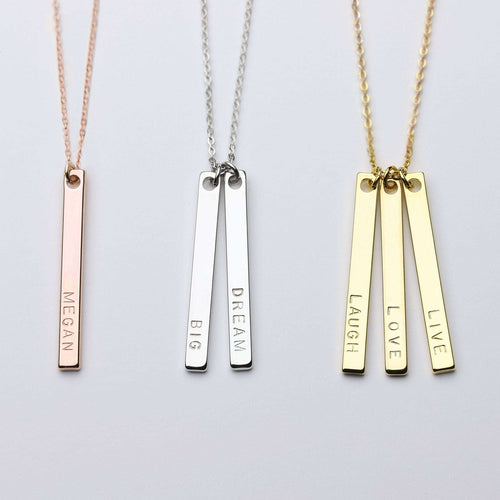 Gold vertical bar necklace