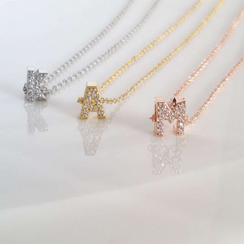 CZ initial necklace