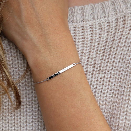 Personalized Silver Bar Bracelet for Woman