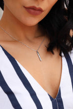 Load image into Gallery viewer, Sterling Silver Vertical 3D Bar Necklace, Silver 4 Sided Bar Necklace
