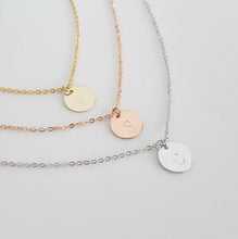 Load image into Gallery viewer, Dainty Initial Disc Necklace, Personalized Gift
