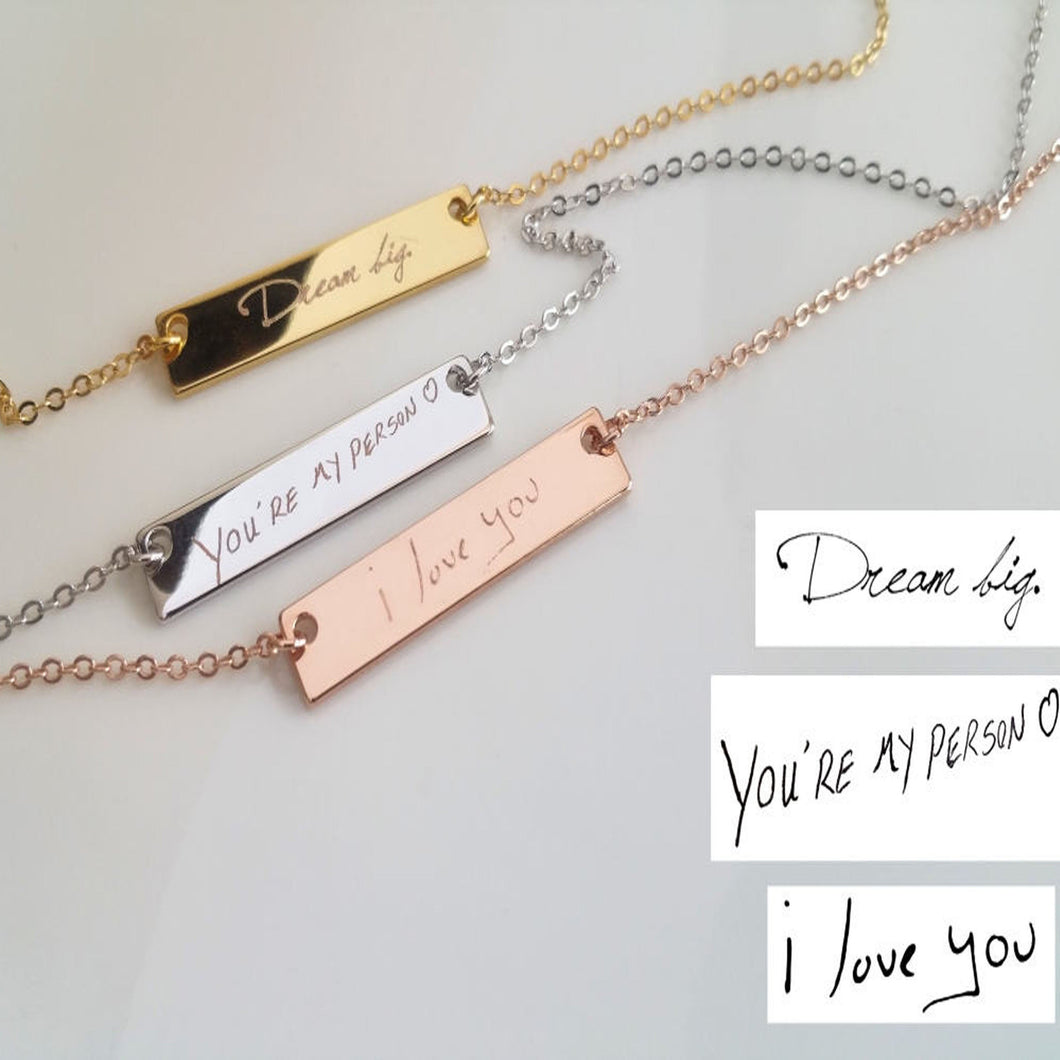 Actual Handwriting Necklace, Custom Memorial Signature Necklace