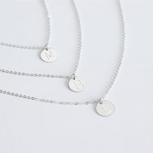 Load image into Gallery viewer, Sterling Silver Dainty Initial Disc Necklace
